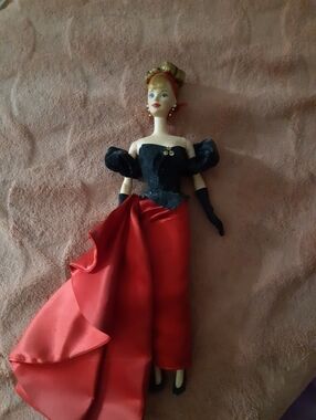 Vintage Glam Red & Black Evening Barbie Doll